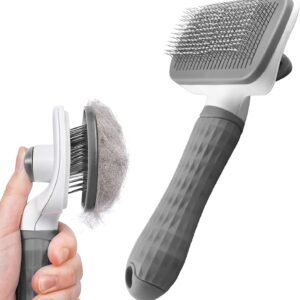 Self-Cleaning Pet Grooming Brush, Slicker Brush for Dogs & Cats, Shedding & Massage