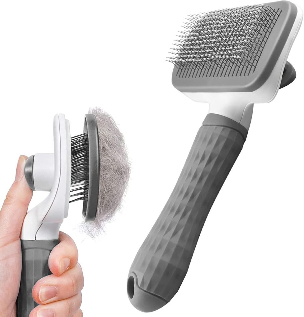 Self-Cleaning Pet Grooming Brush, Slicker Brush for Dogs & Cats, Shedding & Massage