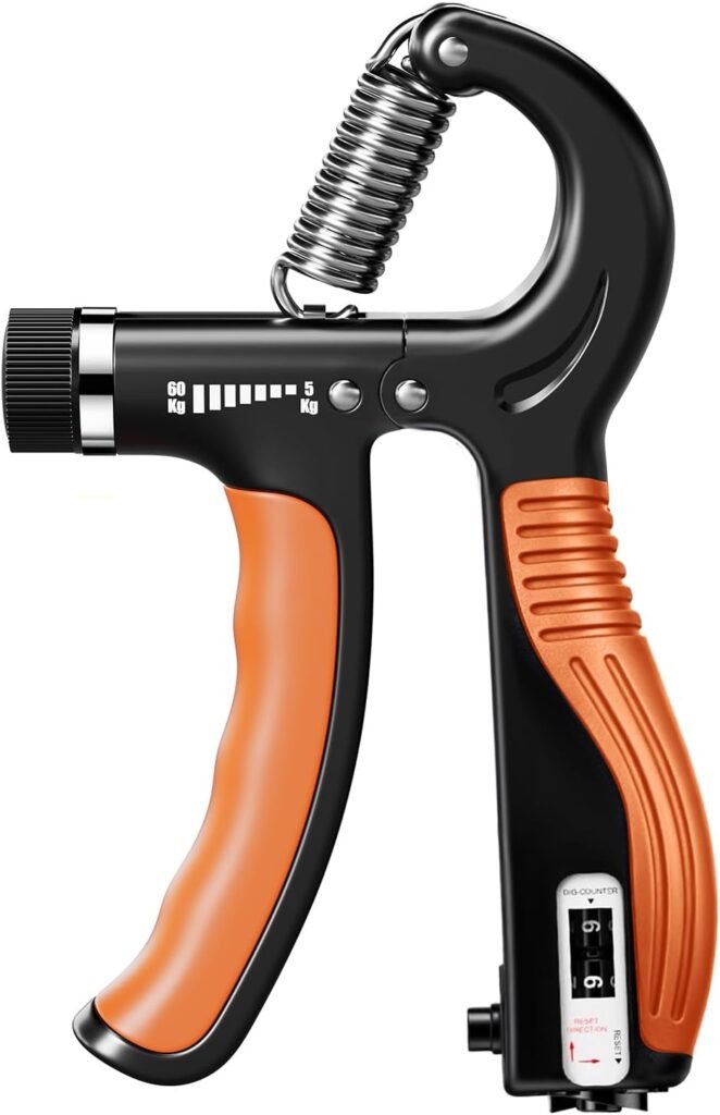 Adjustable Hand Gripper, 5–60kg Resistance with Counter, Grip Strength Trainer