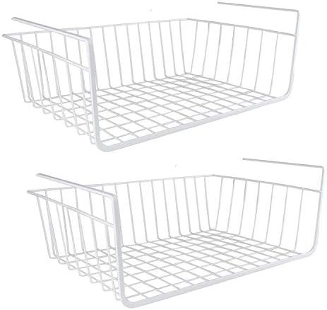 Under Shelf Storage Baskets, 2 Pack, Hanging Metal Wire Organisers
