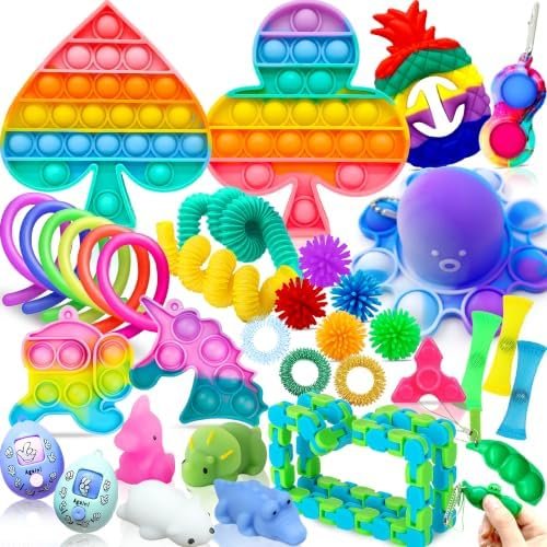 Fidget Toy Set, 36 Piece Sensory Toys, Rainbow Colour Stress Relief Set