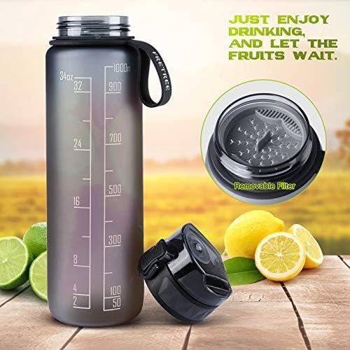 1L Sports Water Bottle, BPA-Free Tritan, Leakproof Bottle with Filter & Carry Loop - Image 2