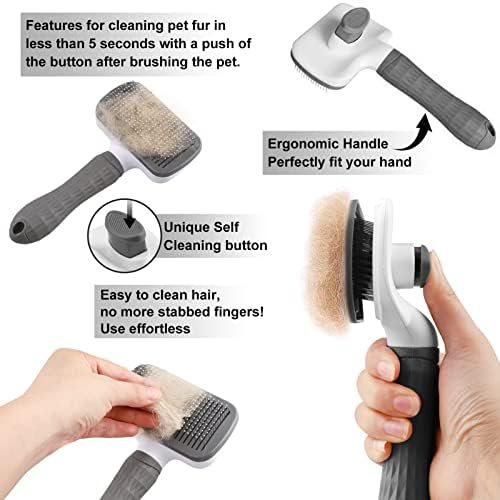 Self-Cleaning Pet Grooming Brush, Slicker Brush for Dogs & Cats, Shedding & Massage - Image 6