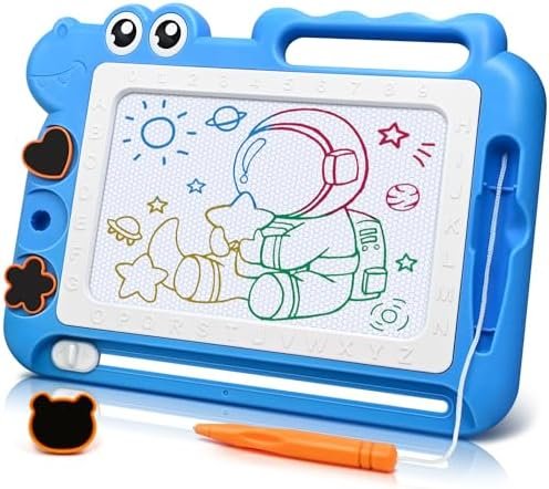 Dinosaur Magnetic Drawing Board for Kids, Erasable Doodle Pad with Stamps & Pen