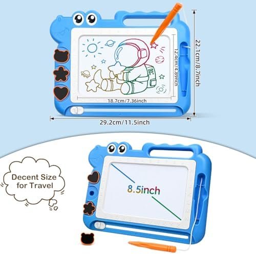 Dinosaur Magnetic Drawing Board for Kids, Erasable Doodle Pad with Stamps & Pen - Image 7