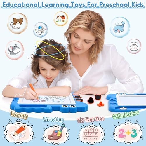 Dinosaur Magnetic Drawing Board for Kids, Erasable Doodle Pad with Stamps & Pen - Image 2