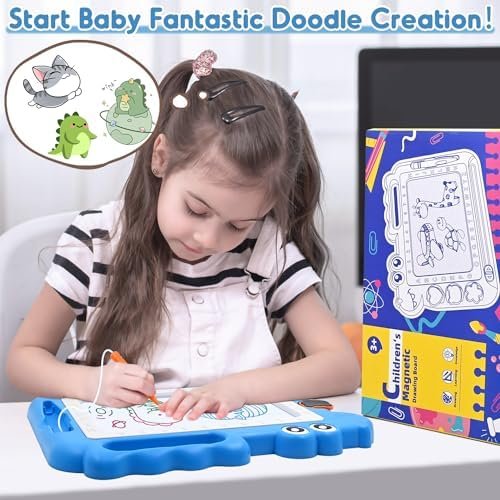 Dinosaur Magnetic Drawing Board for Kids, Erasable Doodle Pad with Stamps & Pen - Image 6