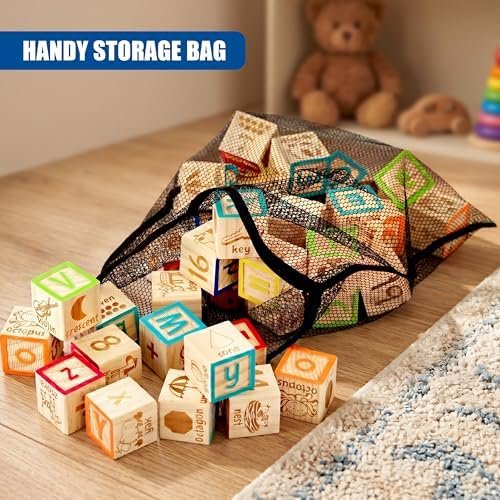 Wooden ABC Blocks & Number Set, 40 Piece Educational Learning Toy, 18 Months+ - Image 9