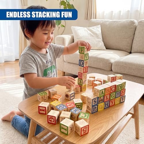 Wooden ABC Blocks & Number Set, 40 Piece Educational Learning Toy, 18 Months+ - Image 7