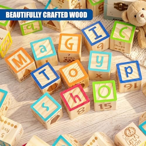 Wooden ABC Blocks & Number Set, 40 Piece Educational Learning Toy, 18 Months+ - Image 3