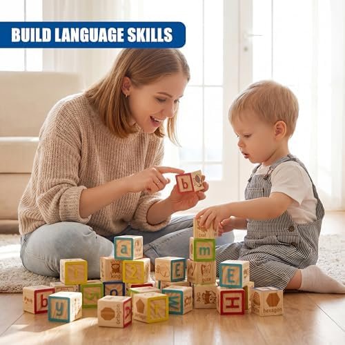 Wooden ABC Blocks & Number Set, 40 Piece Educational Learning Toy, 18 Months+ - Image 5