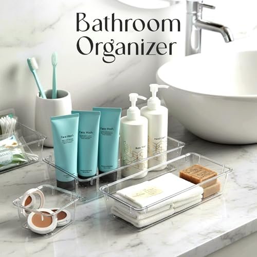 Clear Makeup Drawer Organiser Set, 25-Piece Vanity Storage Bins - Image 2