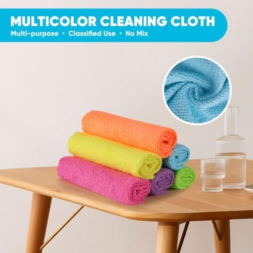 Microfiber Cleaning Cloths, 24 Pack, Multi-Colour, Lint-Free & Highly Absorbent - Image 4