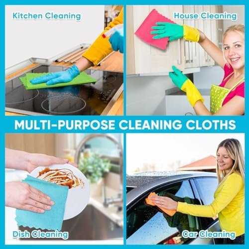 Microfiber Cleaning Cloths, 24 Pack, Multi-Colour, Lint-Free & Highly Absorbent - Image 2