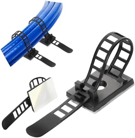 Cable Management Clips, Adjustable Reusable Cable Holders with Adhesive & Screw Mounts