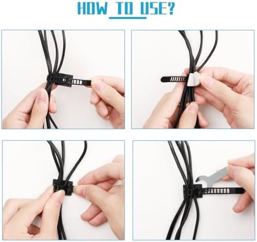 Cable Management Clips, Adjustable Reusable Cable Holders with Adhesive & Screw Mounts - Image 5