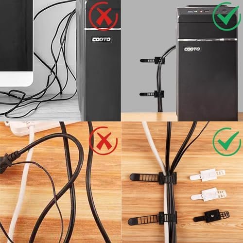 Cable Management Clips, Adjustable Reusable Cable Holders with Adhesive & Screw Mounts - Image 7