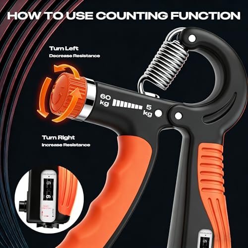 Adjustable Hand Gripper, 5–60kg Resistance with Counter, Grip Strength Trainer - Image 4
